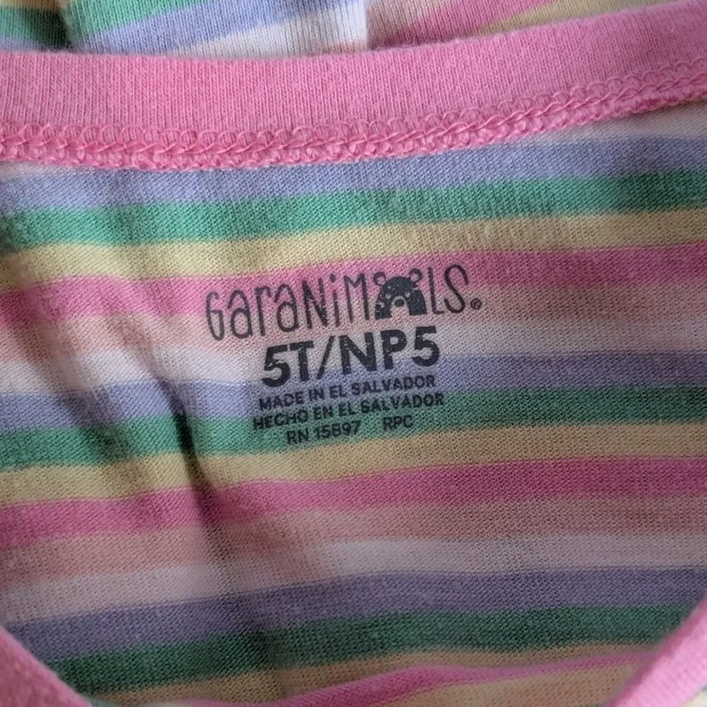 Garanimals Girls Size 5T Pastel Pink Rainbow Play Short Sleeve Shirt